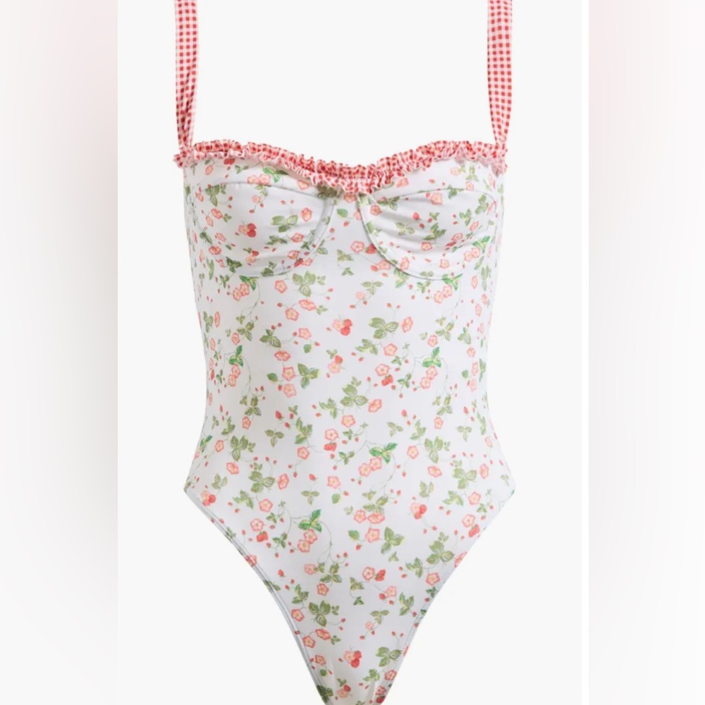 PacSun Floral One Piece Swimsuit - White and Red
